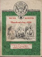 Camp Lee and Camp Beaver Thanksgiving Day Menu and Roster, 1936.