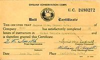Unit Certificate of Eugene Hite for motor vehicle operation.  This certificate is typical of those awarded to CCC members.