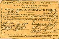 Eugene Hite's CCC driver's permit.  This is typical of those awarded to CCC members.