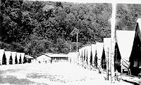 An early view of Camp Wyoming when tents on wooden platforms were predominant which was typical of the early CCC camps throughout the country in the 1933-35 time frame.